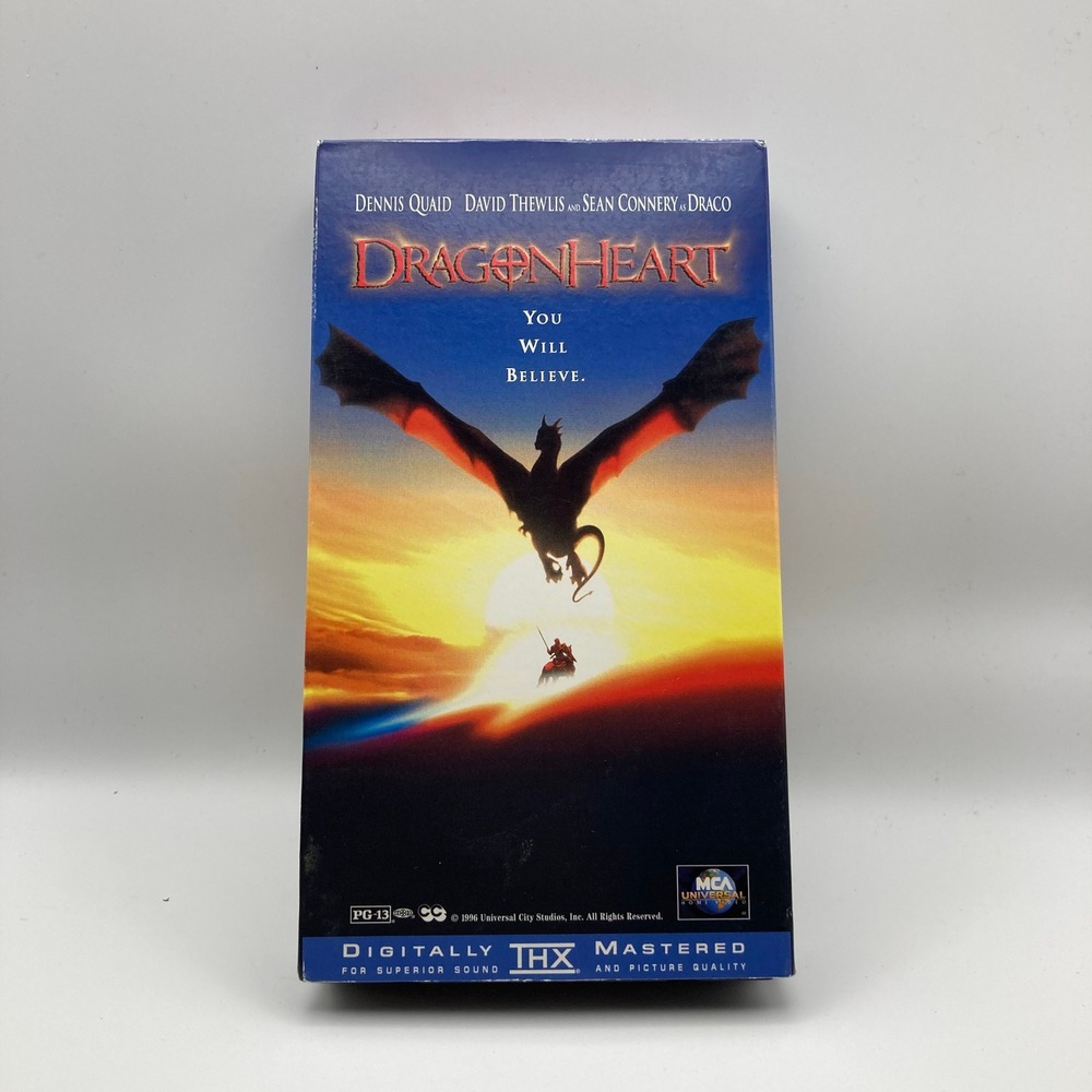VHS 1996 Fantasy film Dragonheart Dennis Quaid Sean Connery voice of Draco